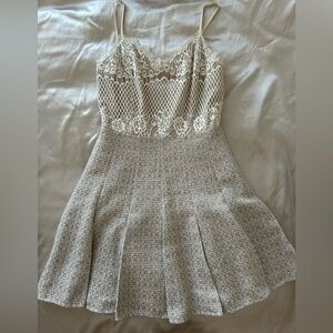 Romantic Lace and Tweed Dress